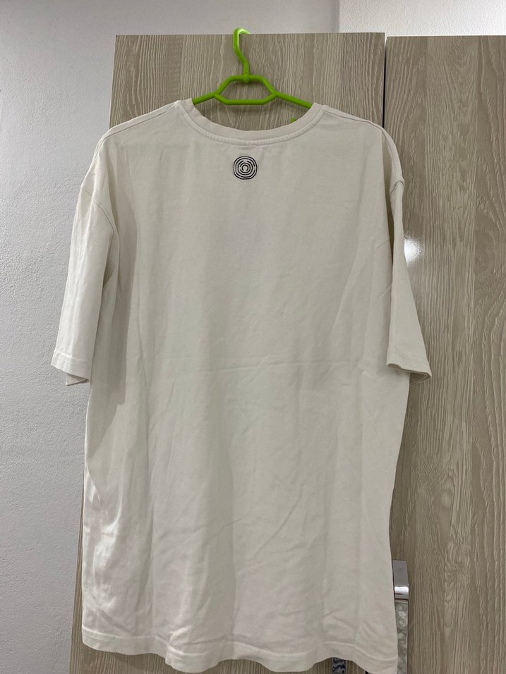 Beyaz Oversize Baskılı Erkek Tişört - Görsel 3