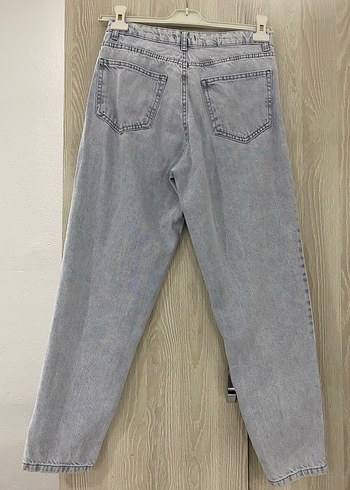 Gri Regular Fit Midi Denim Kadın Jean - Görsel 3