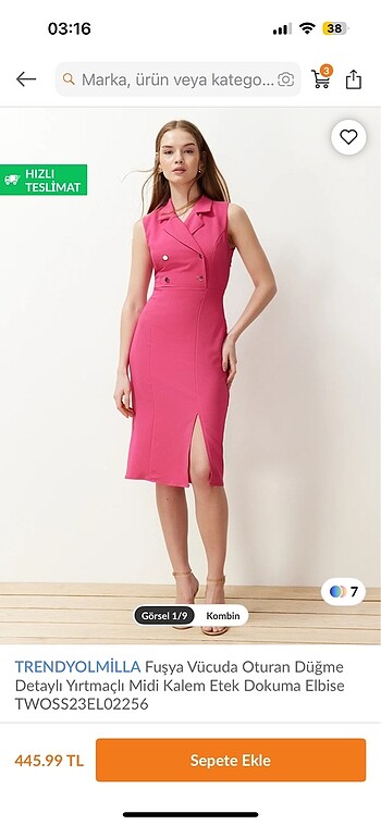 Trendyol & Milla Pembe ofis stili elbise