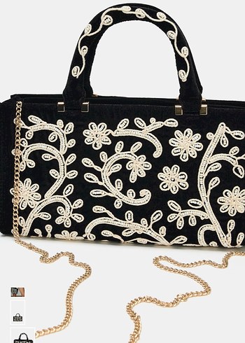 Dantel İşlemeli Siyah Süet Kadın Çanta - Görsel 3