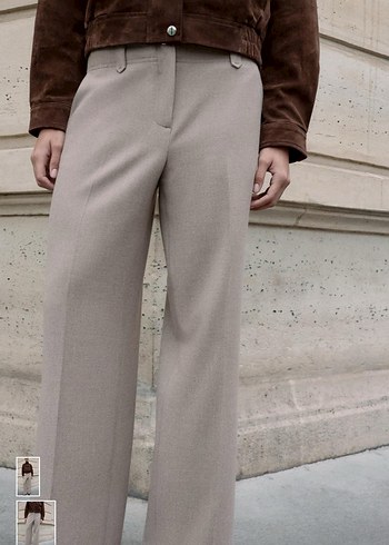 Bej Kadın Keten Kumaş Pantolon - Görsel 4