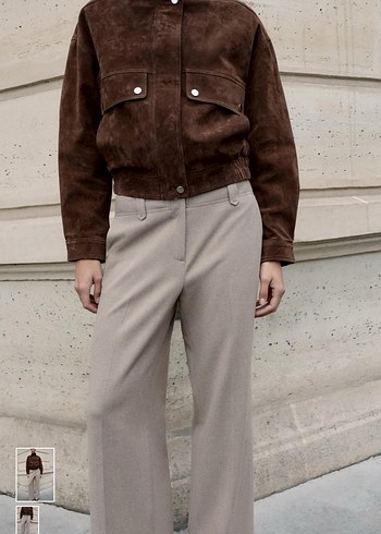 Bej Kadın Keten Kumaş Pantolon - Görsel 3