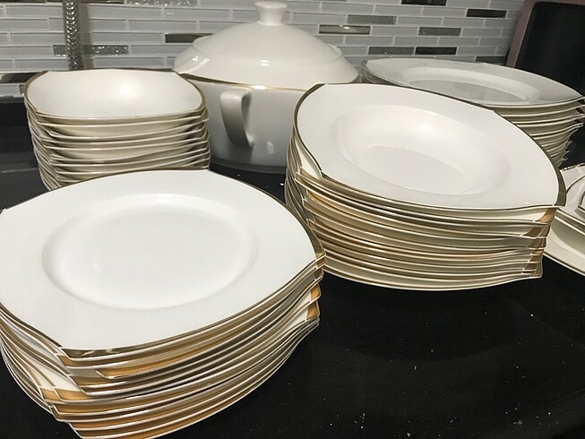  Beden beyaz Renk Emsan yemek takımı