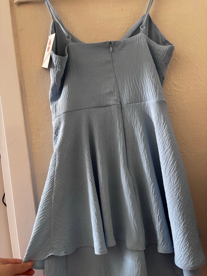 Mavi Pilili V Yaka kısa Kadın Elbise, şortlu - Görsel 4