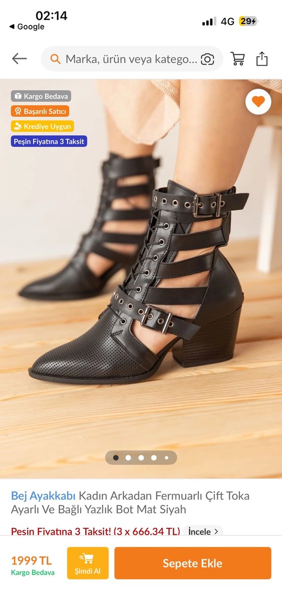 Tokalı Siyah Deri Kadın Bot - Görsel 4