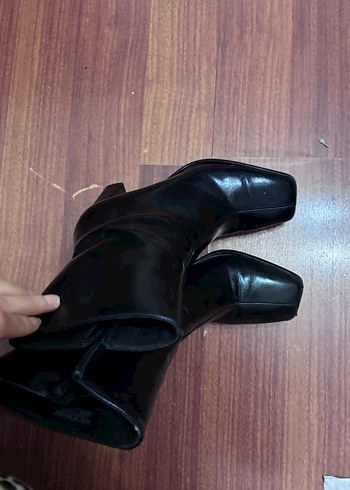 Kadın Siyah Deri Stiletto Botlar - Görsel 3