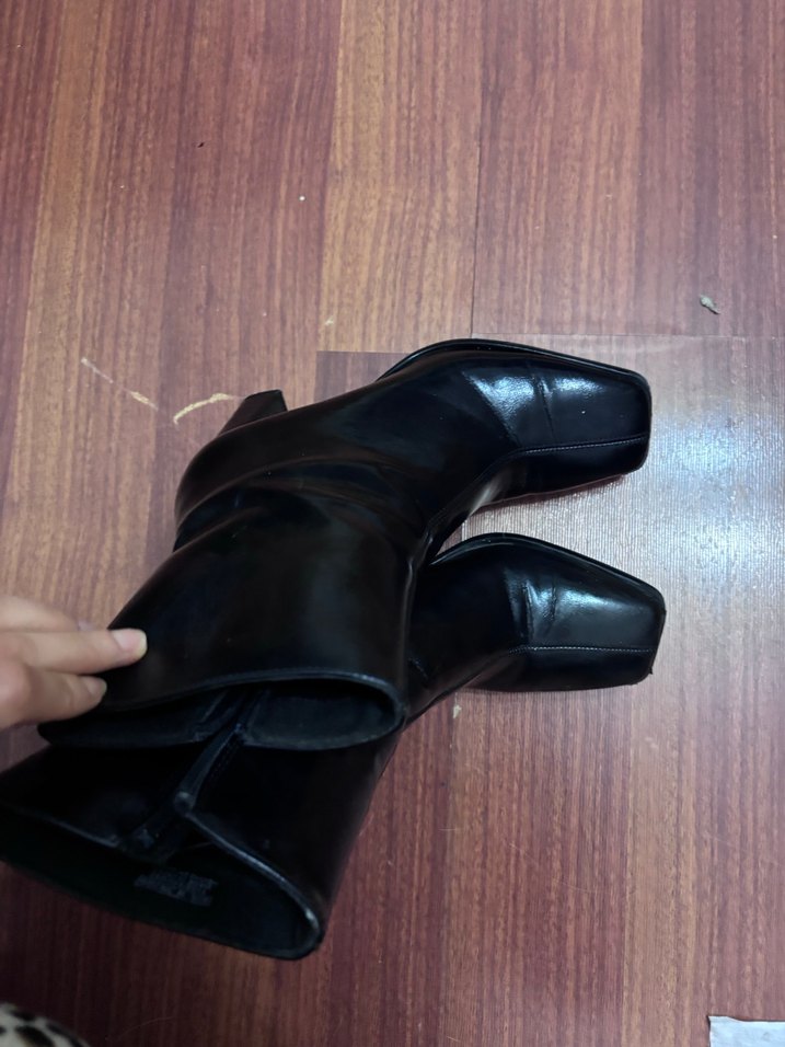 Kadın Siyah Deri Stiletto Botlar - Görsel 3