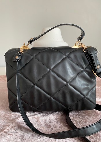 Klasik Siyah Kapitone Deri Kadın Çanta - Görsel 2