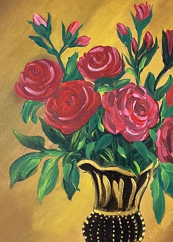 Kırmızı Güller ve Vazoda Natürmort Tablo35/50 - Görsel 3