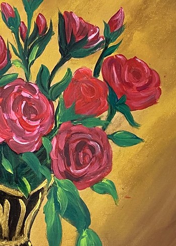 Kırmızı Güller ve Vazoda Natürmort Tablo35/50 - Görsel 5