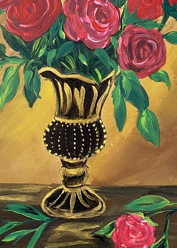 Kırmızı Güller ve Vazoda Natürmort Tablo35/50 - Görsel 4