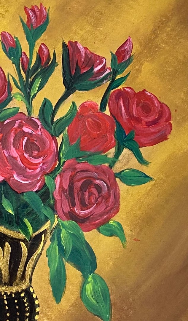 Kırmızı Güller ve Vazoda Natürmort Tablo35/50 - Görsel 5