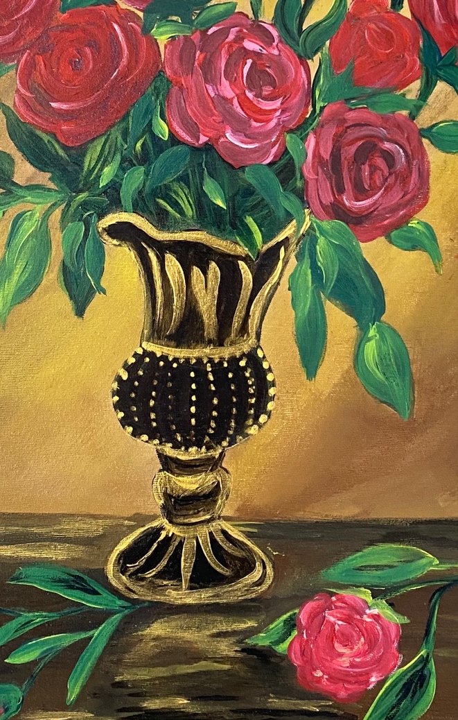 Kırmızı Güller ve Vazoda Natürmort Tablo35/50 - Görsel 4