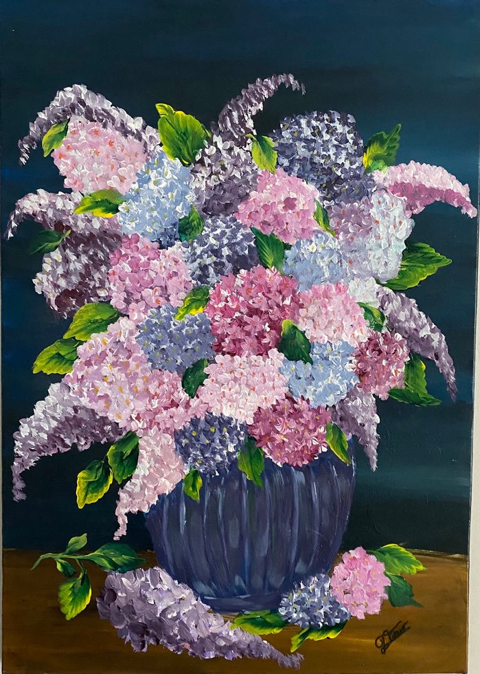 Pastel Mor Tonlarda Çiçekli Tablo - Görsel 2