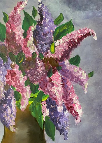 35/50 Mor Pastel Renkli Çiçekli Tablo - Görsel 3