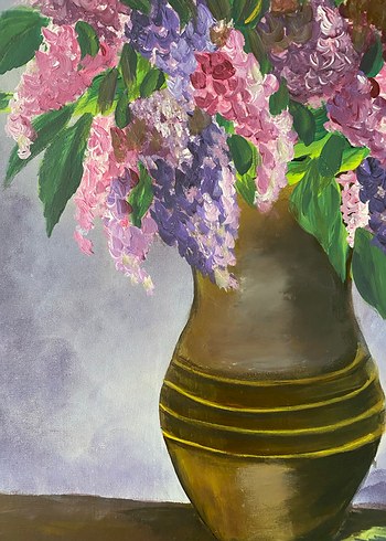 35/50 Mor Pastel Renkli Çiçekli Tablo - Görsel 4