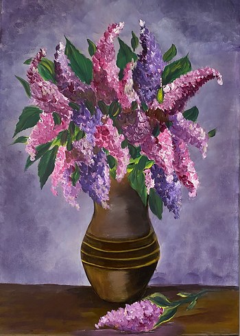 35/50 Mor Pastel Renkli Çiçekli Tablo - Görsel 2