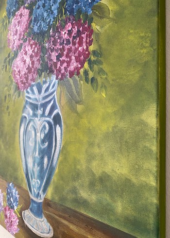 Mor Çiçekli Vazo Akrilik Boya Tablo - Görsel 6