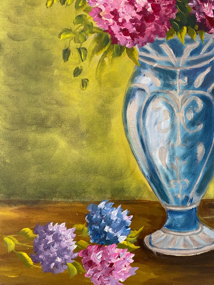 Mor Çiçekli Vazo Akrilik Boya Tablo - Görsel 5