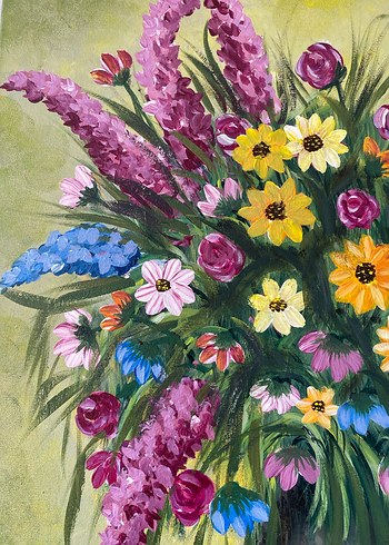 Çiçekli Vazo Akrilik Boya Tablo 35/50 - Görsel 4