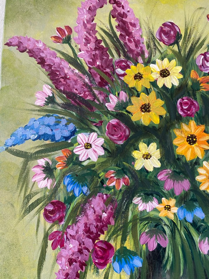 Çiçekli Vazo Akrilik Boya Tablo 35/50 - Görsel 4