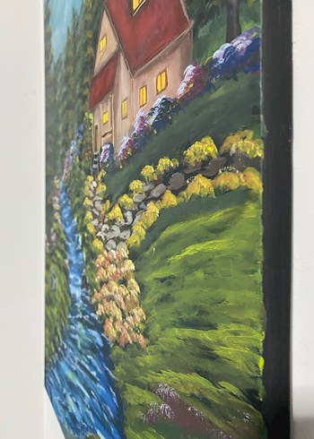 Doğada Ev Manzaralı Akrilik Boya Tablo 50/70 - Görsel 5