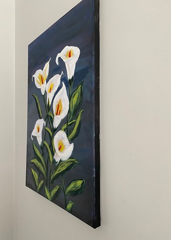 Tasarımcı Beyaz Zambaklar Temalı Tablo