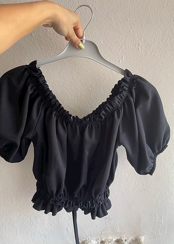 Diğer Fırfırlı V Yaka Mini Keten Bluz