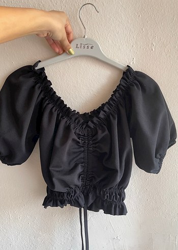 Fırfırlı V Yaka Mini Keten Bluz