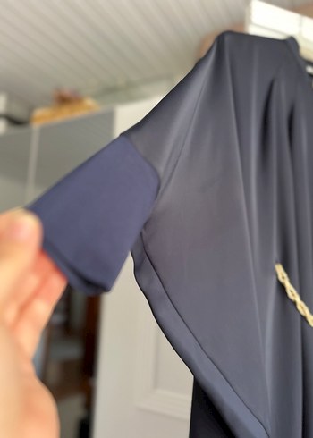 Lacivert Uzun Kadın Gotik Salaş Elbise ferace - Görsel 6