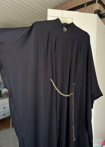 Lacivert Uzun Kadın Gotik Salaş Elbise ferace - Görsel 2