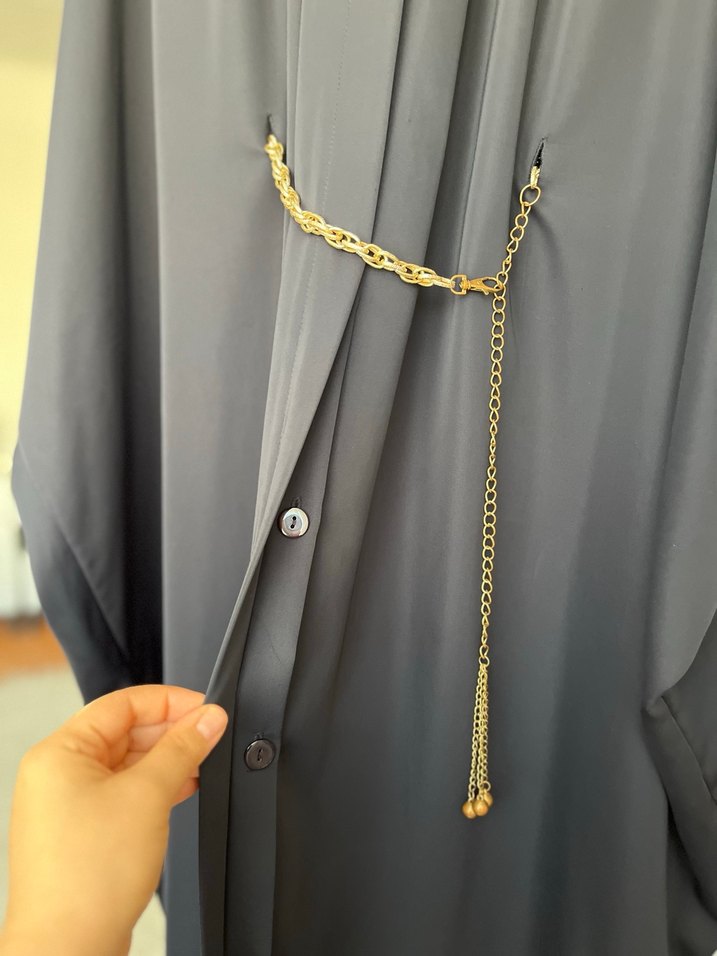 Lacivert Uzun Kadın Gotik Salaş Elbise ferace - Görsel 3