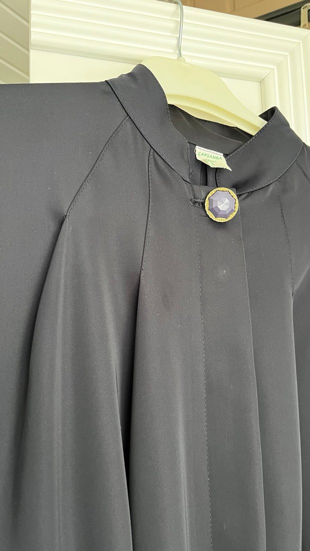 Lacivert Uzun Kadın Gotik Salaş Elbise ferace - Görsel 5