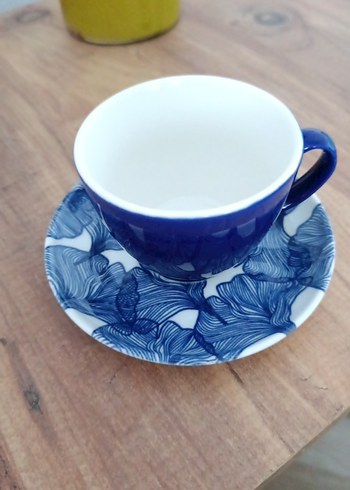 Koyu Mavi porselen Fincan ve Tabak - Görsel 2