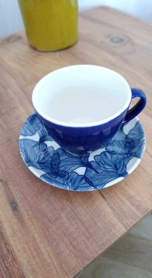 Koyu Mavi porselen Fincan ve Tabak - Görsel 2