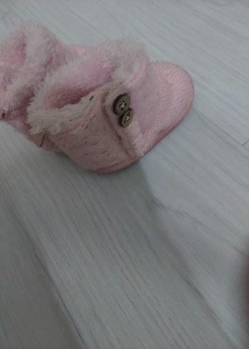 Kız Çocuk Pembe Örgü Sıcak Ev Terliği - Görsel 2