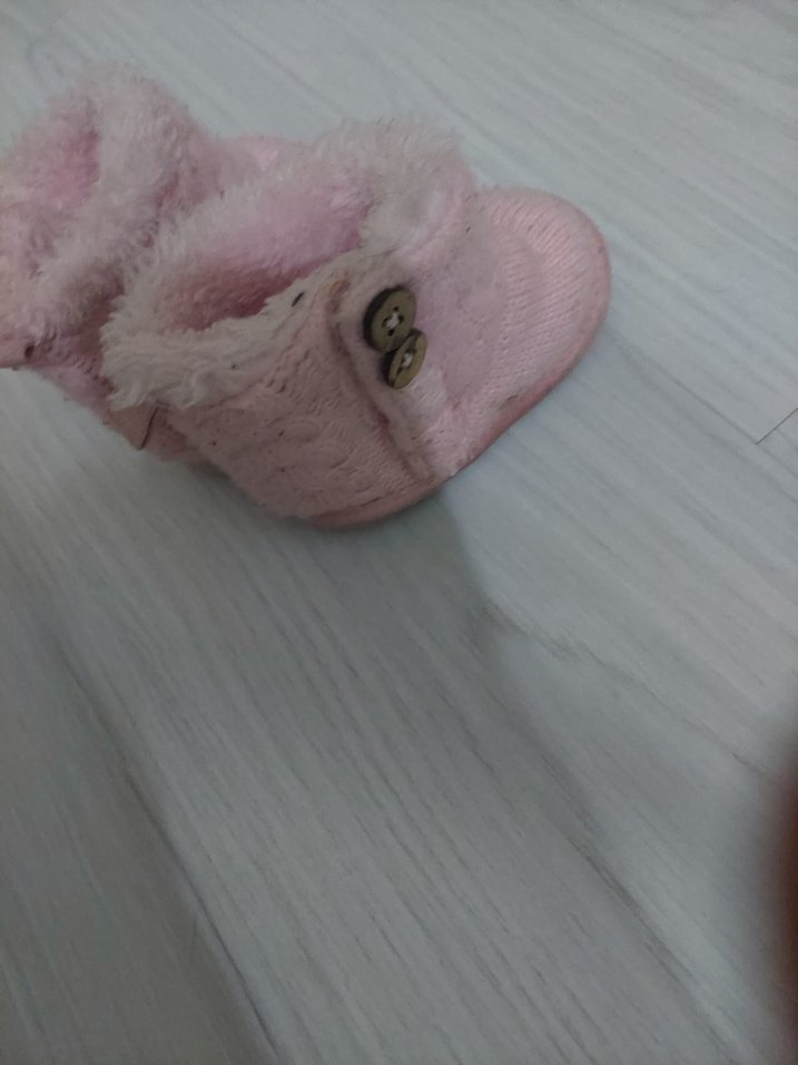 Kız Çocuk Pembe Örgü Sıcak Ev Terliği - Görsel 2