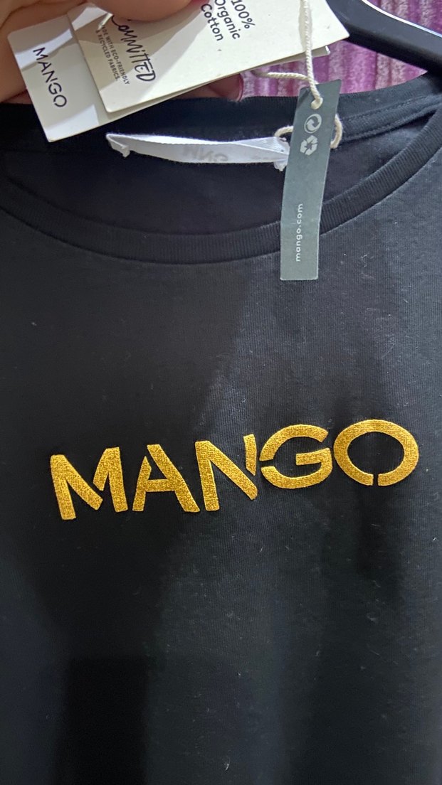 Mango Siyah Kadın Baskılı Kısa Kollu Tişört - Görsel 2