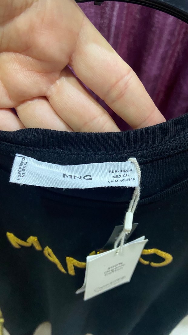 Mango Siyah Kadın Baskılı Kısa Kollu Tişört - Görsel 3