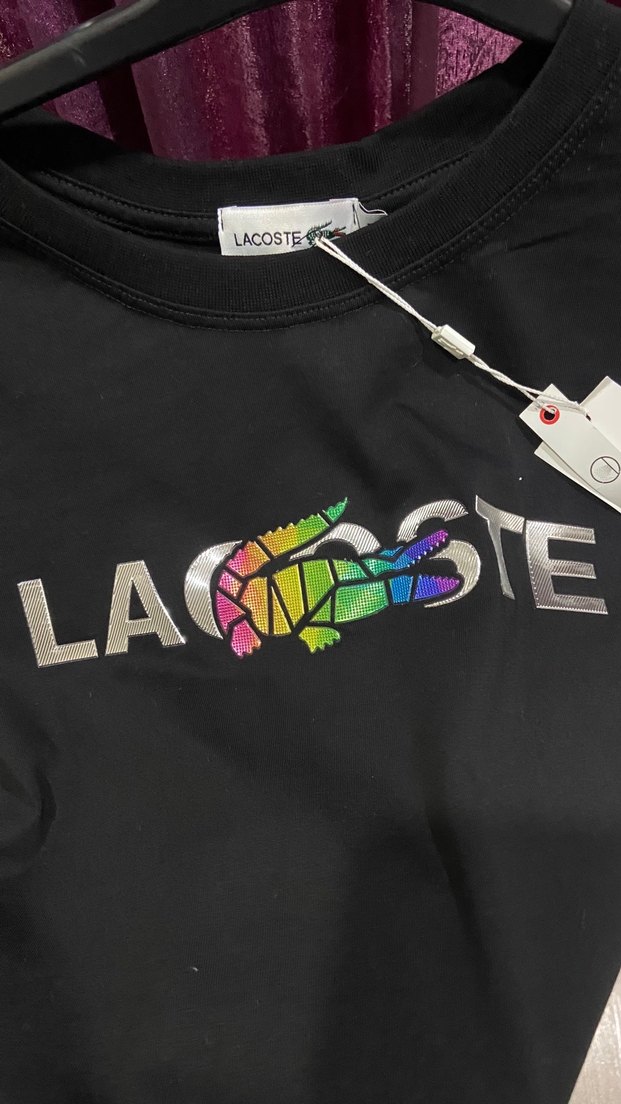 Lacoste orjinal Siyah Baskılı Kadın Tişört - Görsel 3