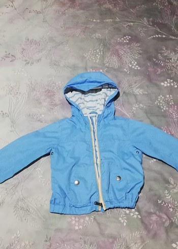 Mavi çizgili fermuarlı kapüşonlu bebek tulumu - Görsel 8