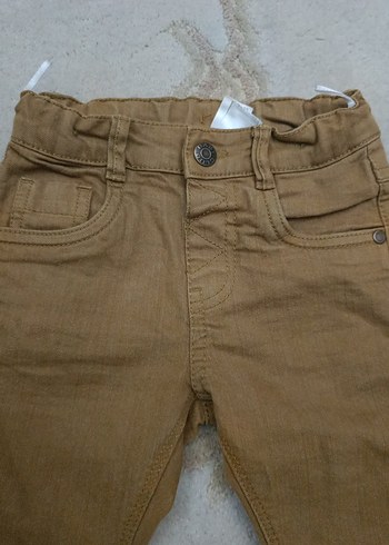 Bej Düğmeli Erkek Çocuk Denim Pantolon - Görsel 4