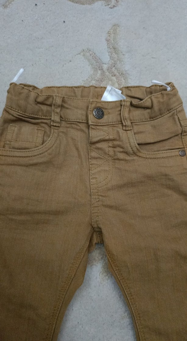 Bej Düğmeli Erkek Çocuk Denim Pantolon - Görsel 4