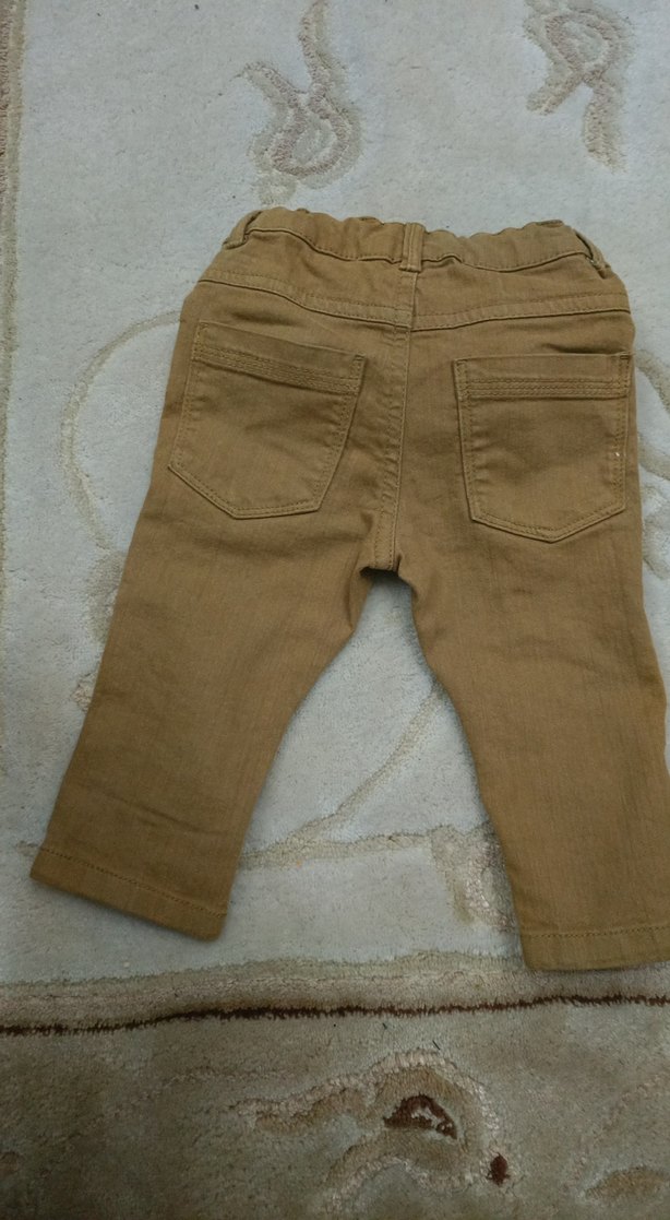 Bej Düğmeli Erkek Çocuk Denim Pantolon - Görsel 3