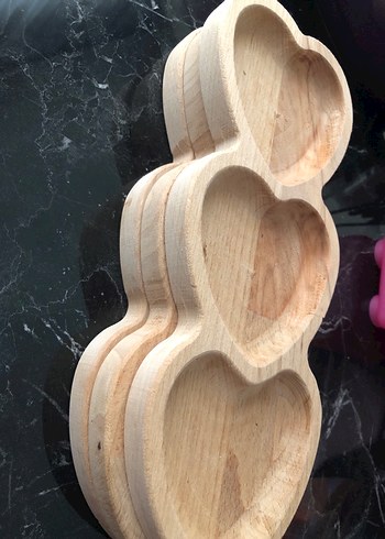 Ahşap kalp desenli çerezlik seti 3 lü - Görsel 3