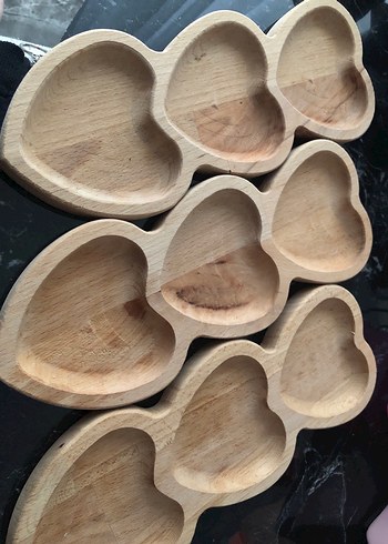 Ahşap kalp desenli çerezlik seti 3 lü - Görsel 2