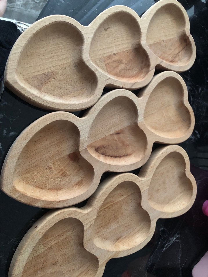 Ahşap kalp desenli çerezlik seti 3 lü - Görsel 2