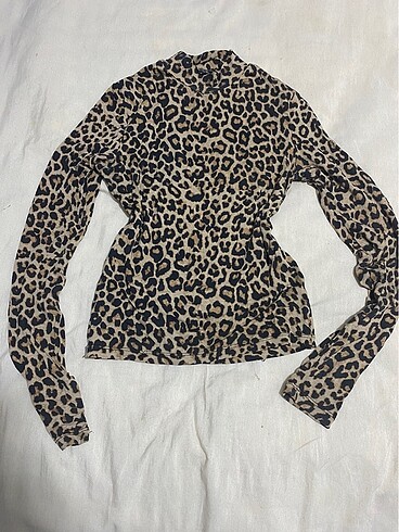 leopar uzun kollu crop