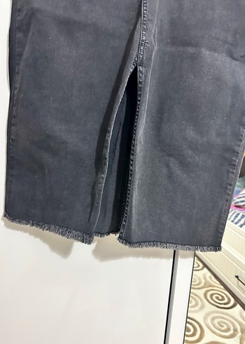 Siyah Midi Kot Etek, Kemerli, Rahat Kesim - Görsel 2