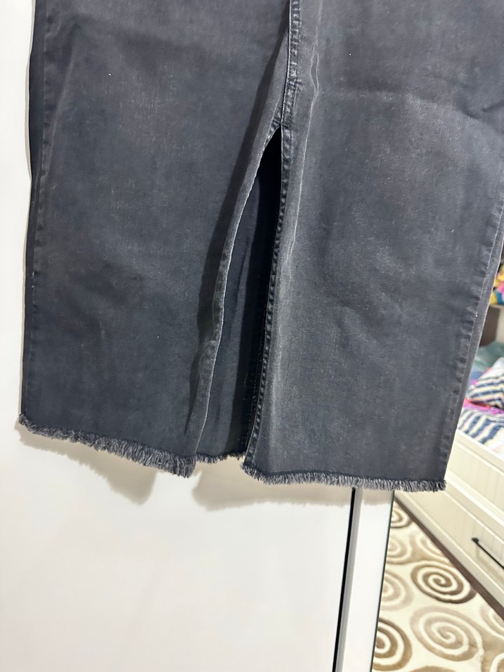 Siyah Midi Kot Etek, Kemerli, Rahat Kesim - Görsel 2